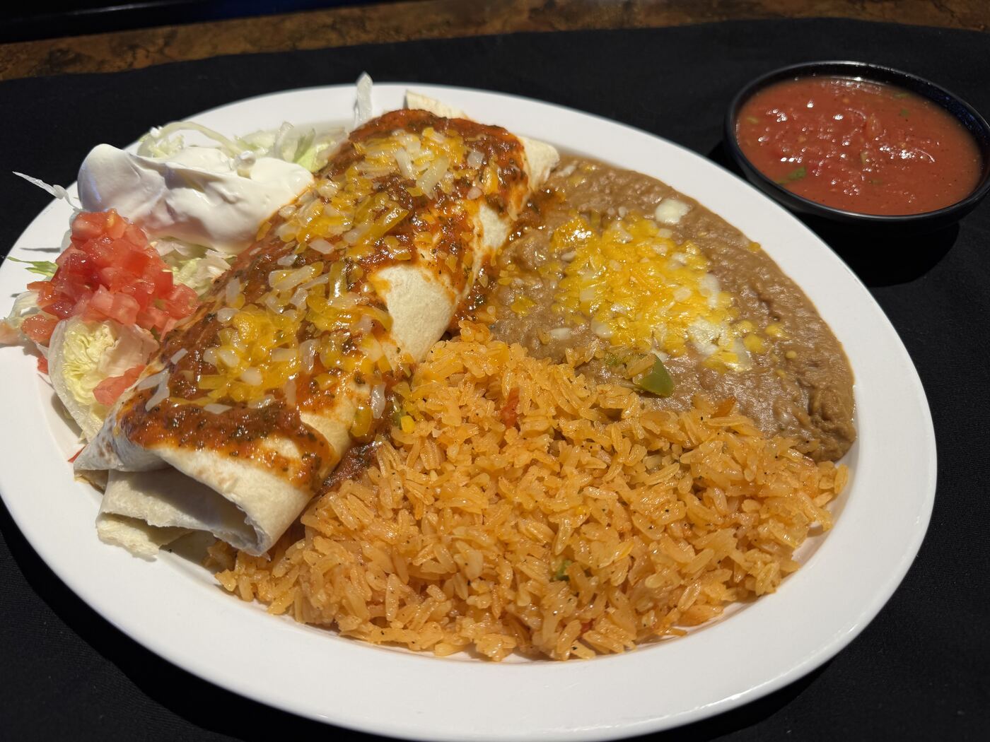 Combo number 5, chicken burrito